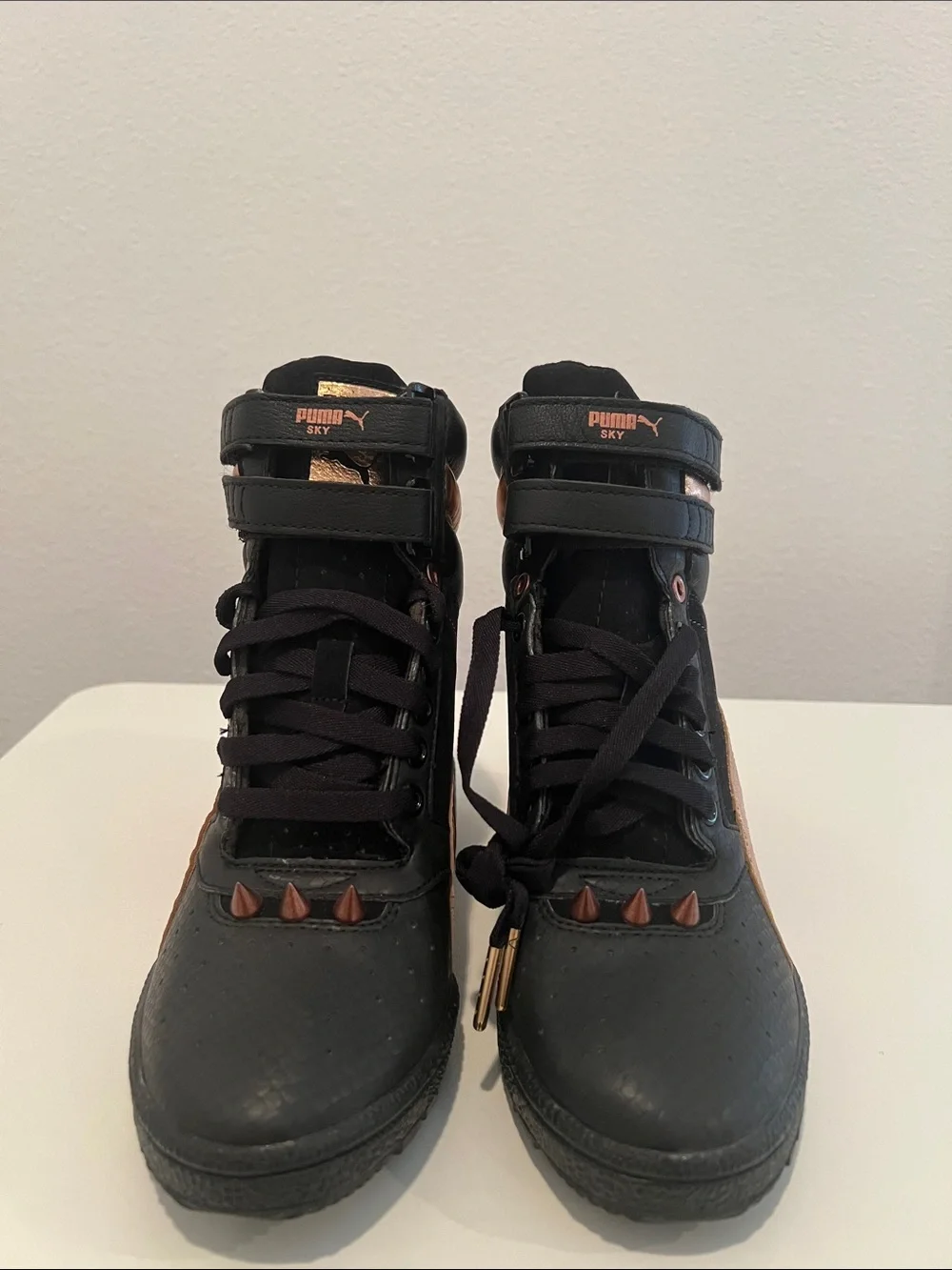 Puma Black High-Top Sneakers with Brown Accents